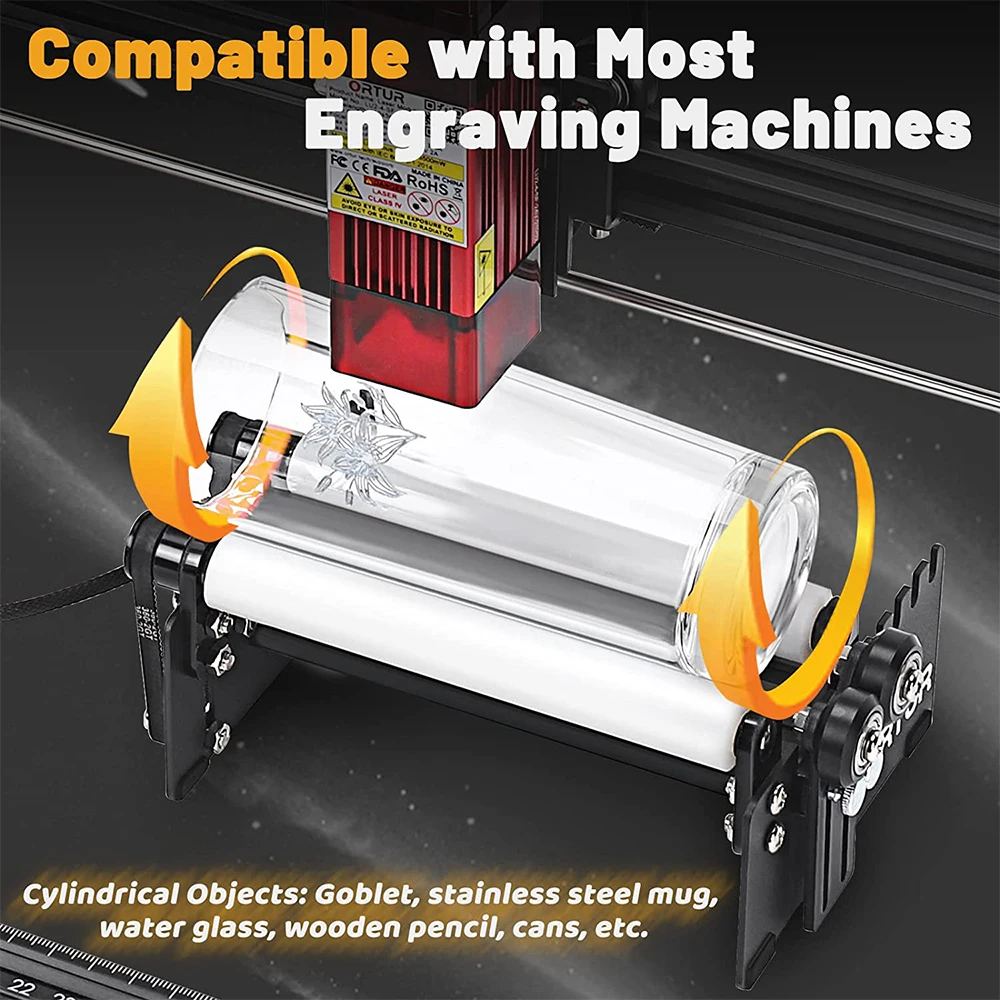 Ortur YRR 2.0 Rotary Roller 3D Printer Y-axis Rotary Roller Engraving Module for Engraving Cylindrical Objects Cans Cups