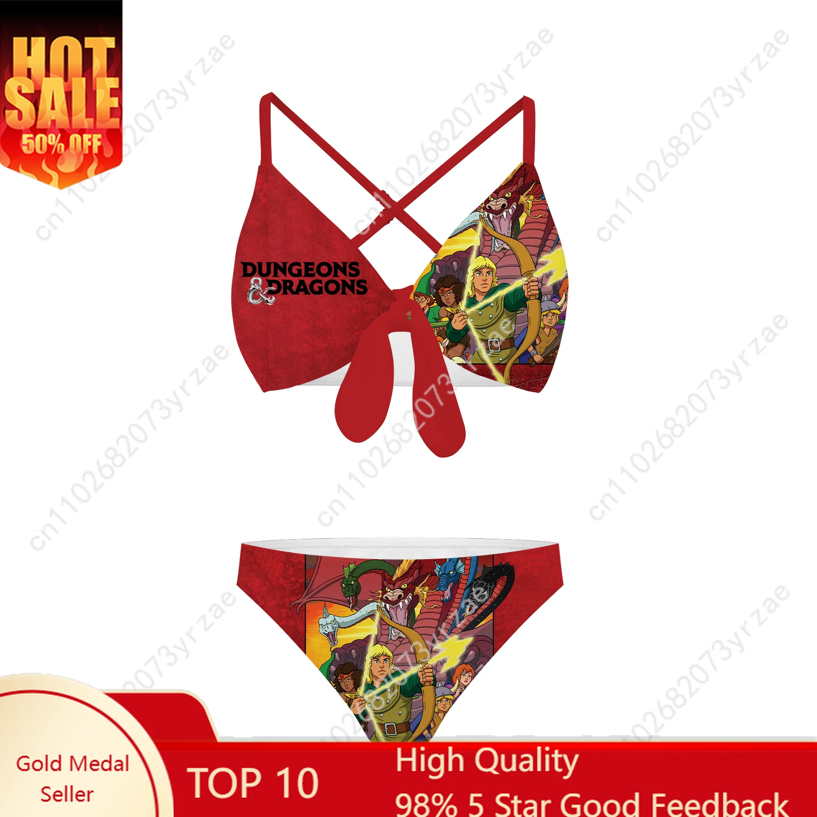 

Dungeons Dragons Bathing Suits Cross Strap Suspenders Swimsuits Pool Party Swimwear Womens Personalized Bikini Custom Beachwear