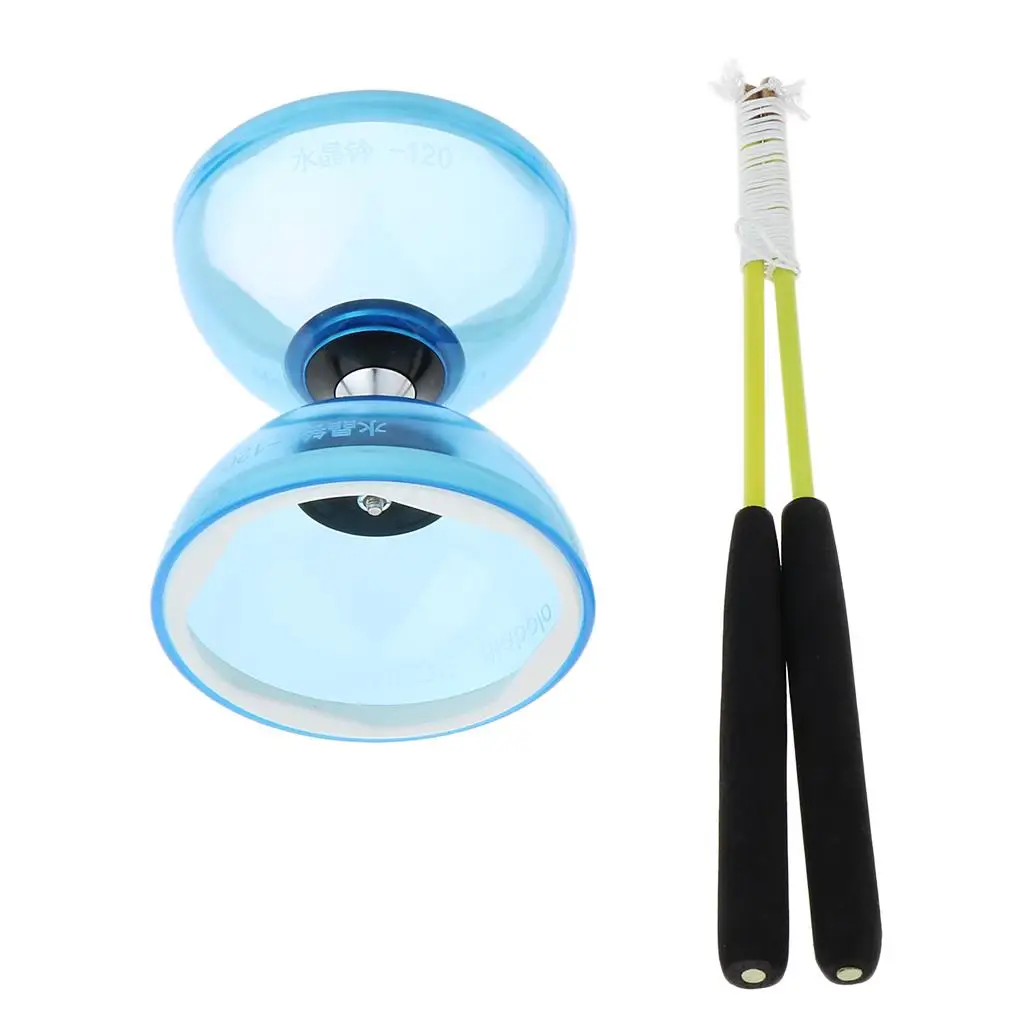 Unique 3-Bearing Diabolo with Sticks , Rubber Ball Toy, Children Teens