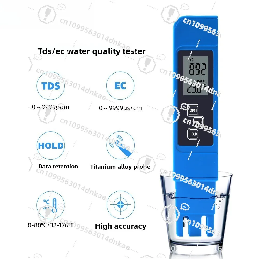 Blue 3-in-1 Portable Conductivity Meter Water Quality Detector - Conductivity Test Pen & EC Meter TDS Pen for Monitoring Aquatic