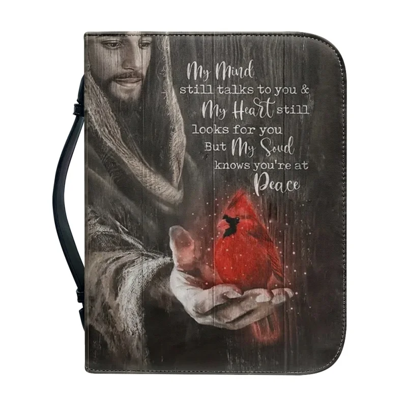 The Love Of GOD  Zipper Handbags Personalized Print Church Bible Cover Case PU Handbags Study Book Holy Storage Boxes For Women