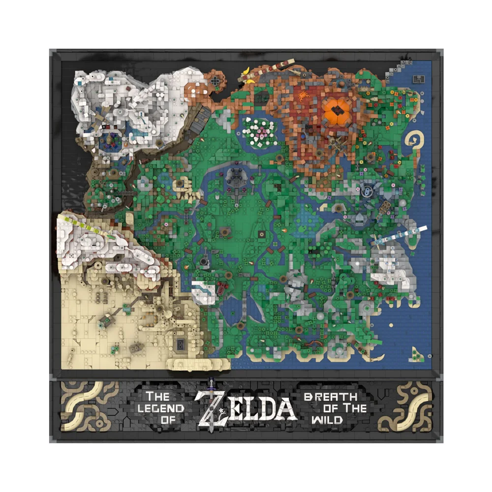 Gobricks MOC Zeldaed Mappa del mondo Building Block Zeldaed Architettura Tempio del tempo Hyrule Tabantha Grande ponte Castello Mattoni Giocattolo