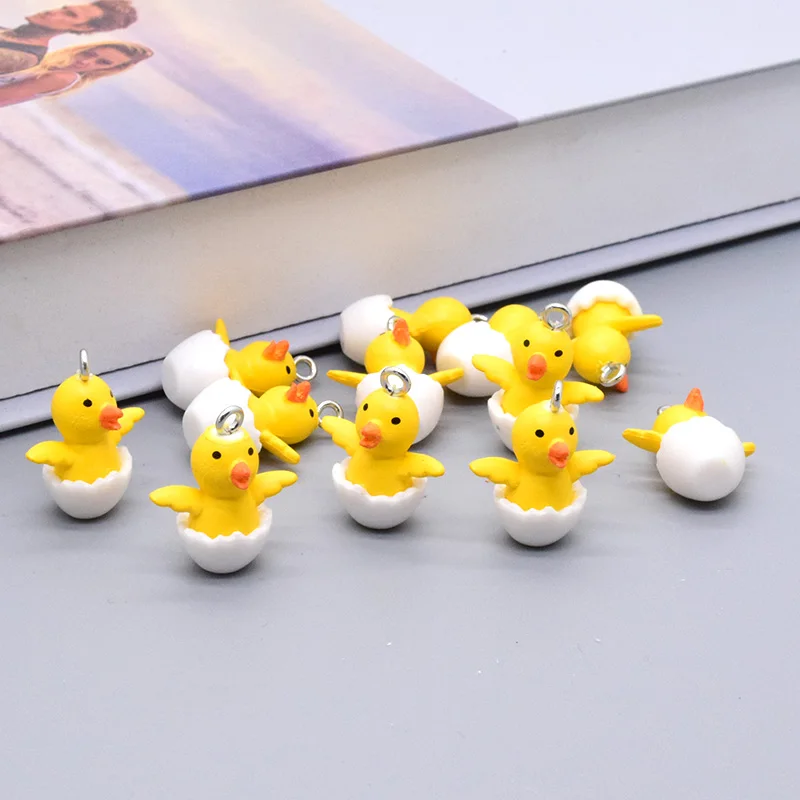 10 pezzi Shell Breaking Small Yellow Duck Charms ciondolo animale carino per orecchini gioielli fai da te