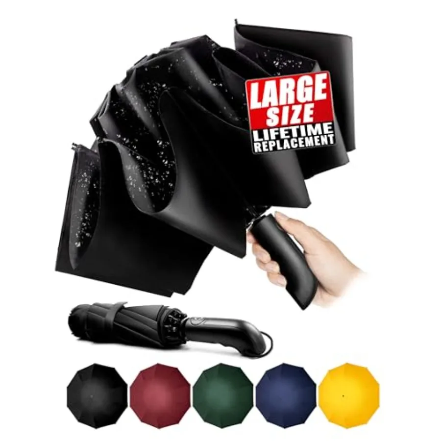 

Conlun Travel Inverted Umbrella Compact Windproof- Automatic reverse Umbrellas for Rain - Folding Portable 10 Ribs Large Umbrel