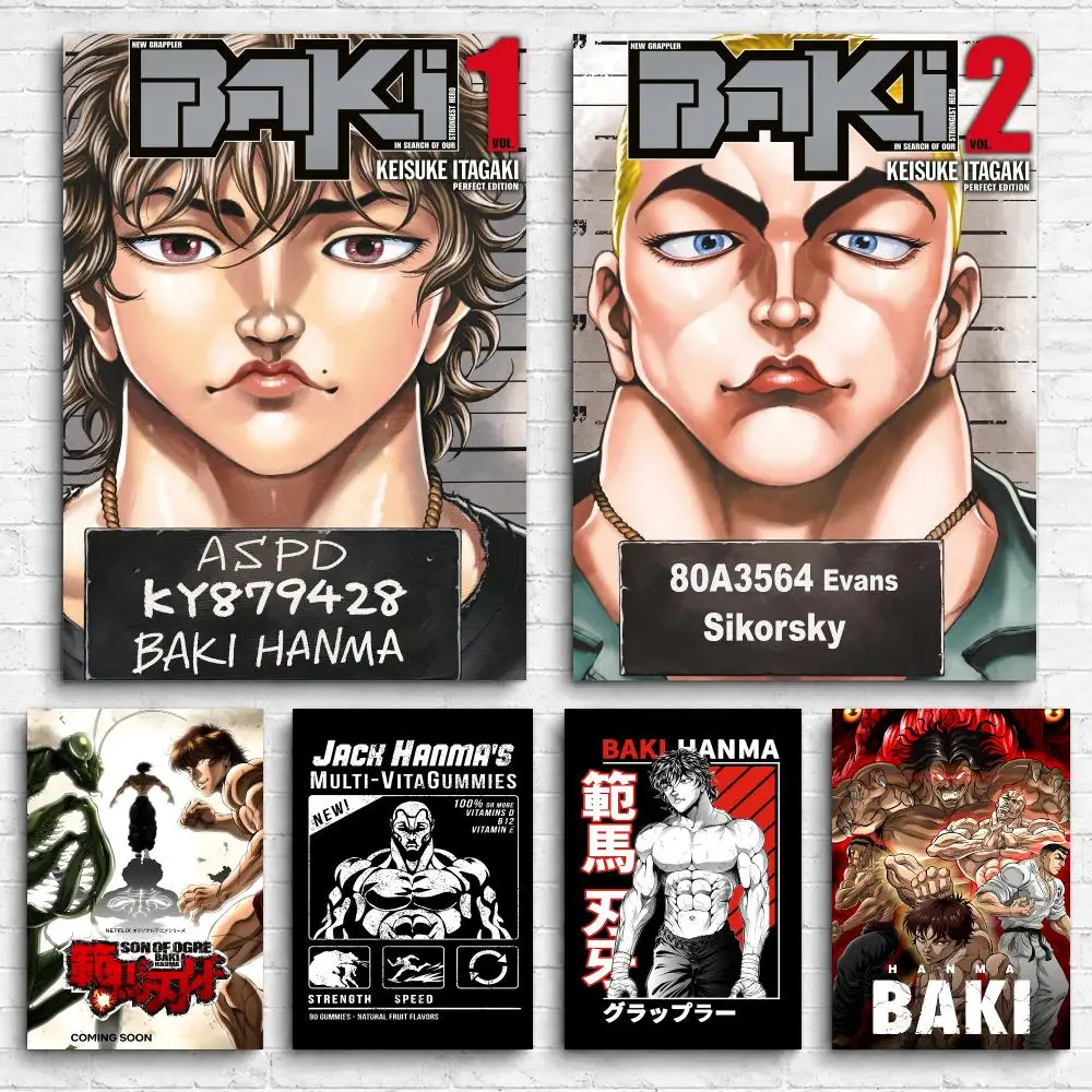 Anime B-Baki the G-GrapplerS Framed Wall Painting Canvas Poster Ready to Hang Wall Art for Bedroom Living Room Home Decor Gift