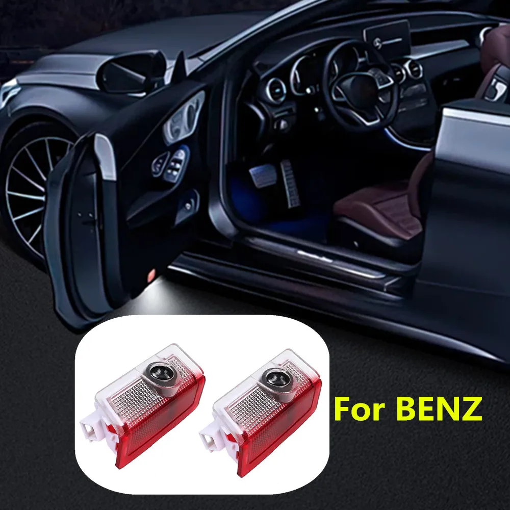 2 قطعة لمرسيدس بنز W213 W205 W212 W166 W176 W177 W246 LED سيارة ترحيب تحذير شعار العارض شبح الظل إكسسوارات مضيئة