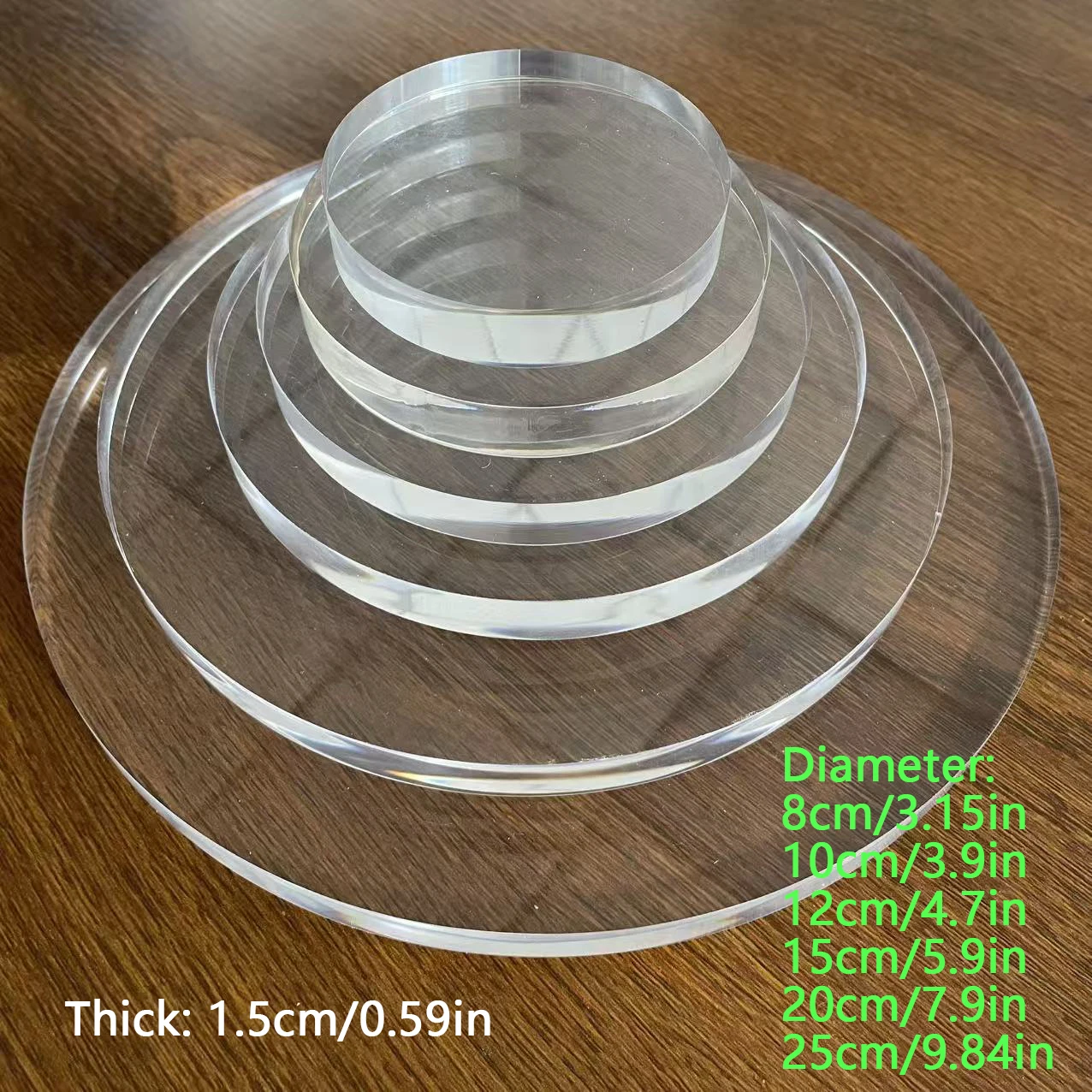 3pcs/set Clear Acrylic Round Display Stand 15mm Thick Transparent Disc Cake Separator Jewelry Cosmetic Crystal Display Base