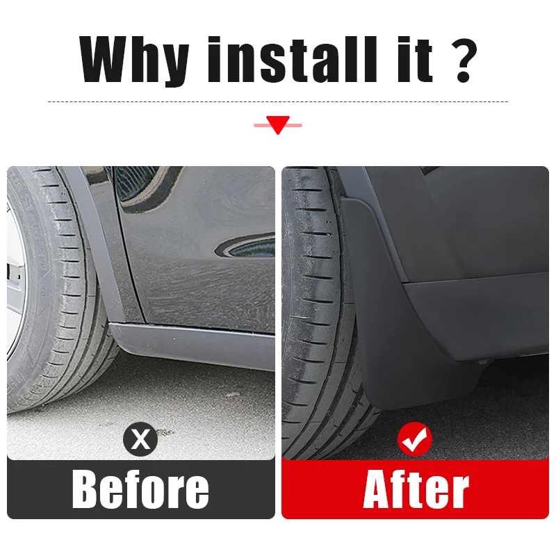 4 قطعة مجموعة واقيات الطين للسيارة الجبهة الخلفية درابزين الطين اللوحات سبلاش الحرس ABS اكسسوارات ل تسلا نموذج Y 2021 2022 2023 2024 2025