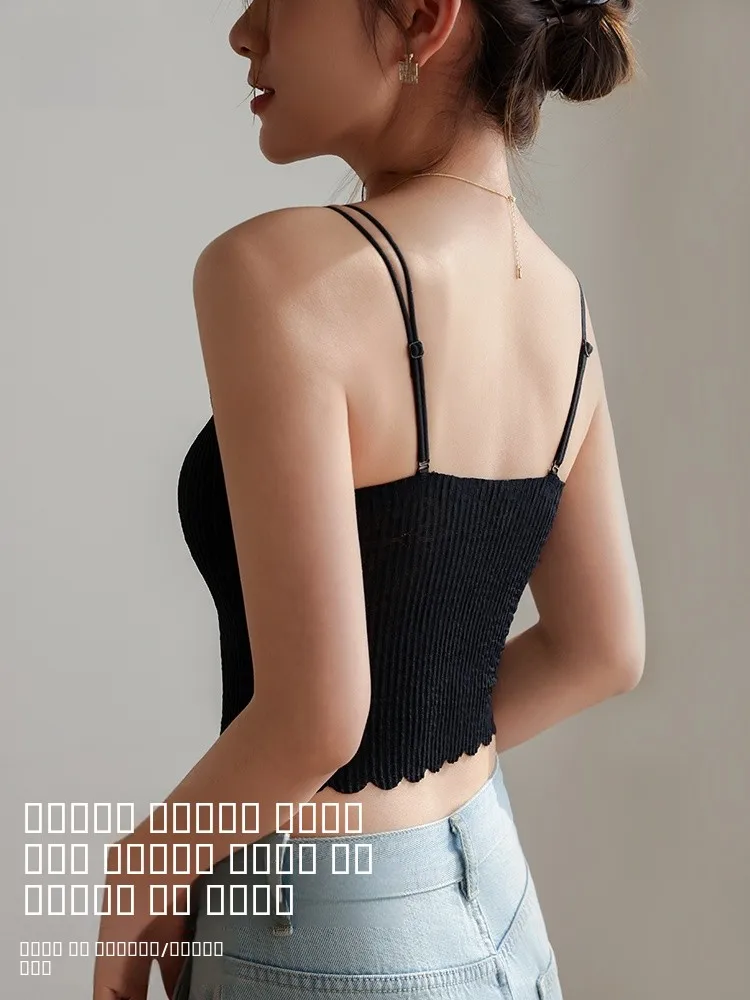 

Lace Bal Brtte Women's Csole with Chest Pad Summer Inner Wear Tube Top Vest Outer Wear Nylon Fabric