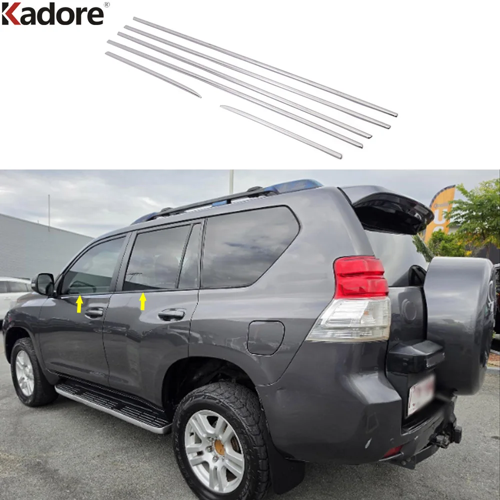 Bottom Window Sill Trim For Toyota Land Cruiser Prado FJ150 2010-2014 2015 Stainless Steel Windows Frame Strip Car Accessories