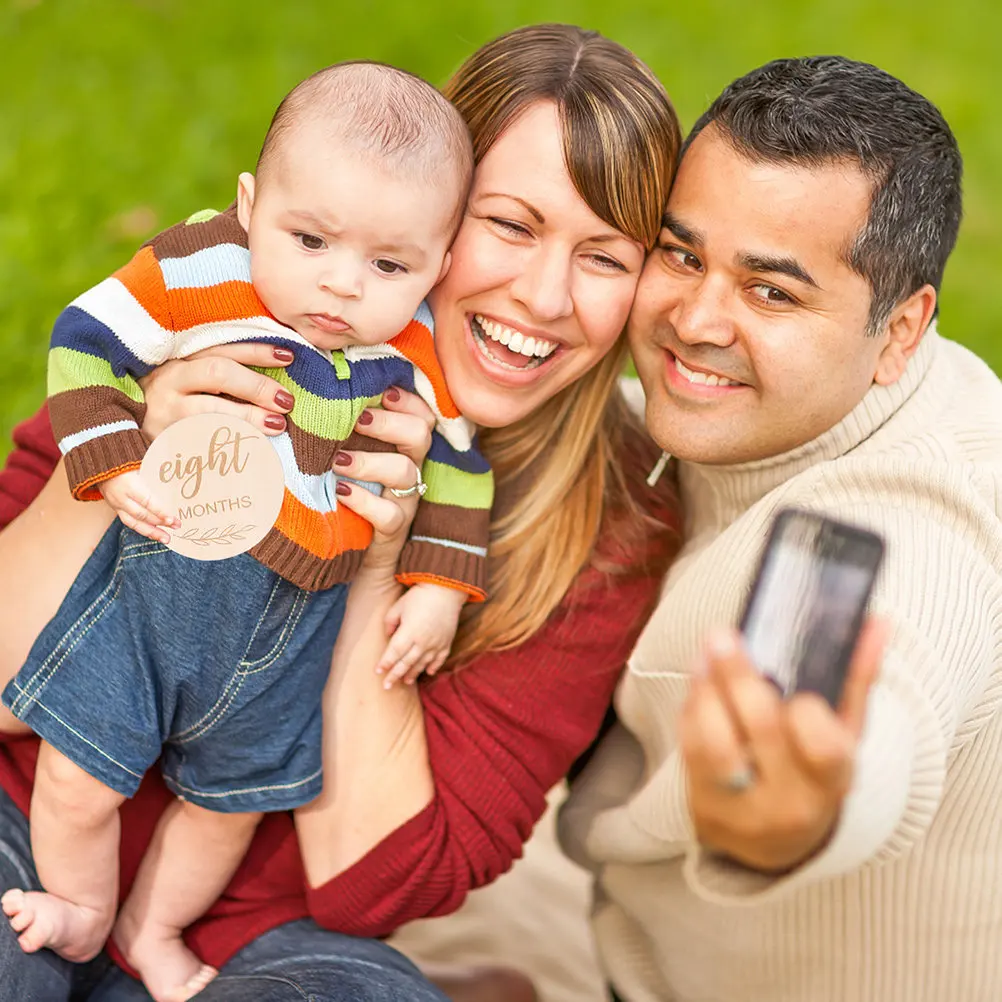 

Набор из 12 деревянных карточек для ежемесячных фото новорожденных, премиум-класса, для записи роста и памятных фотографий