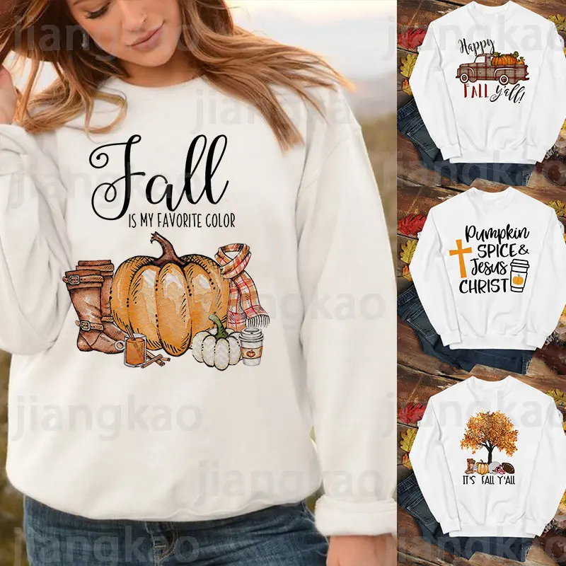 

Fall Is My Favorite Color Print Sweatshirts Thanksgiving Halloween Hoodie Tops Autumn Spring Women Men O Neck Pullover Hoodies