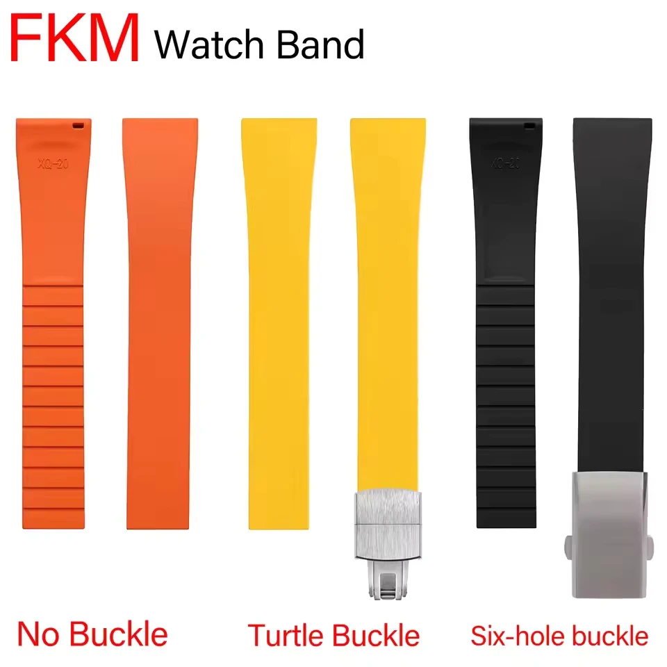 

NEW CTS Fluororubber Watch Strap 20mm 22mm Adjustable Stainless Steel Buckle FKM Rubber Watch Bands For Cut To Size WatchBand