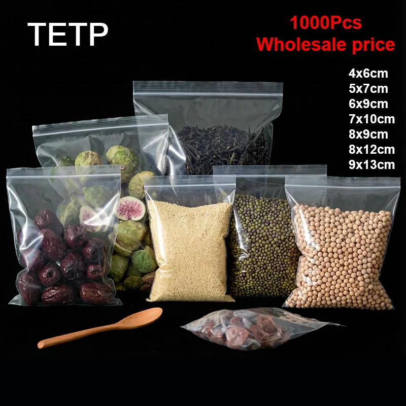 

TETP 1000Pcs Transparent Ziplock Bags For Food Jewelry Accessories Packaging Storage Moisture-proof Sealing Reusable Wholesale