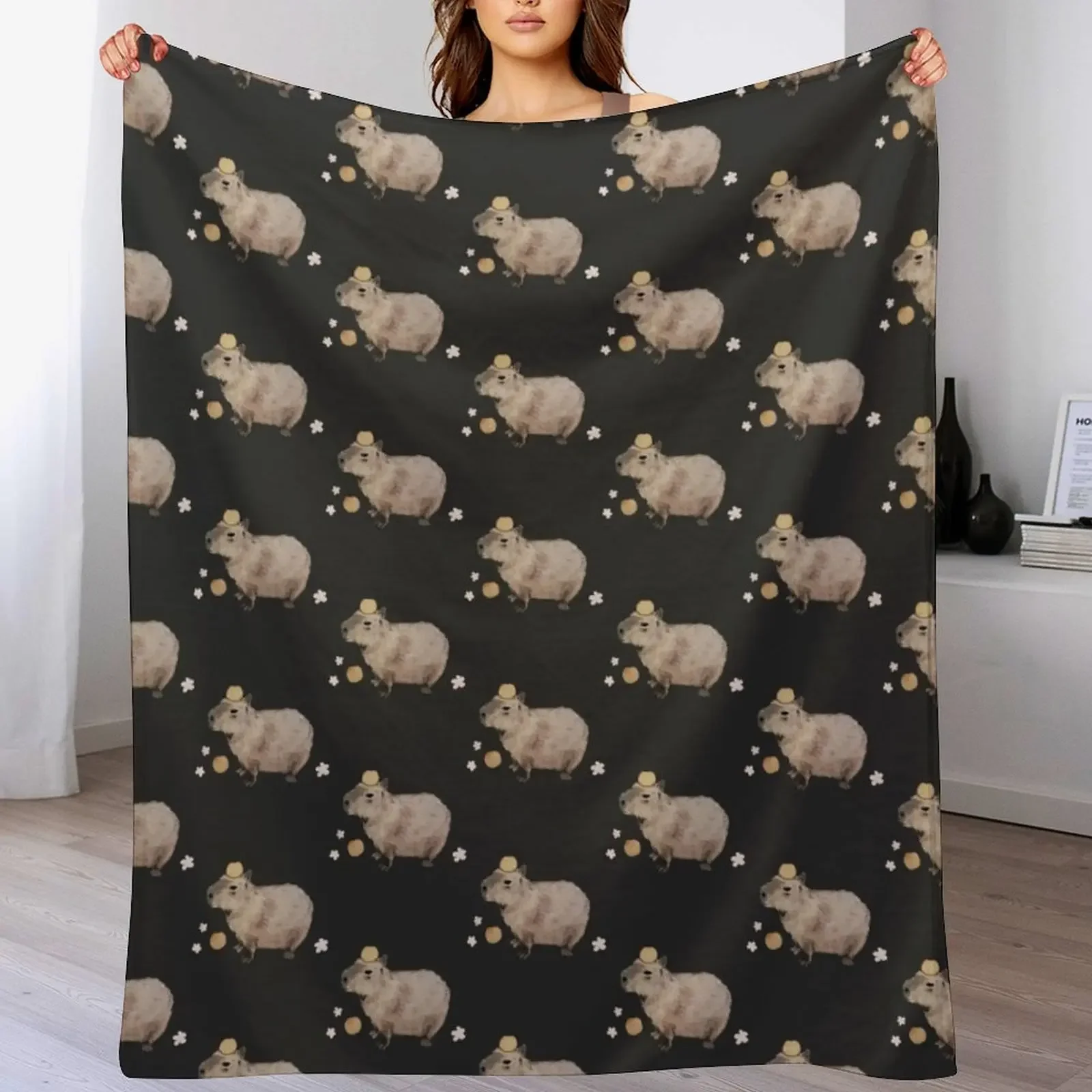 

Capybara with Fruits and Flowers Throw Blanket sofa bed for babies Plaid Heavy Blankets