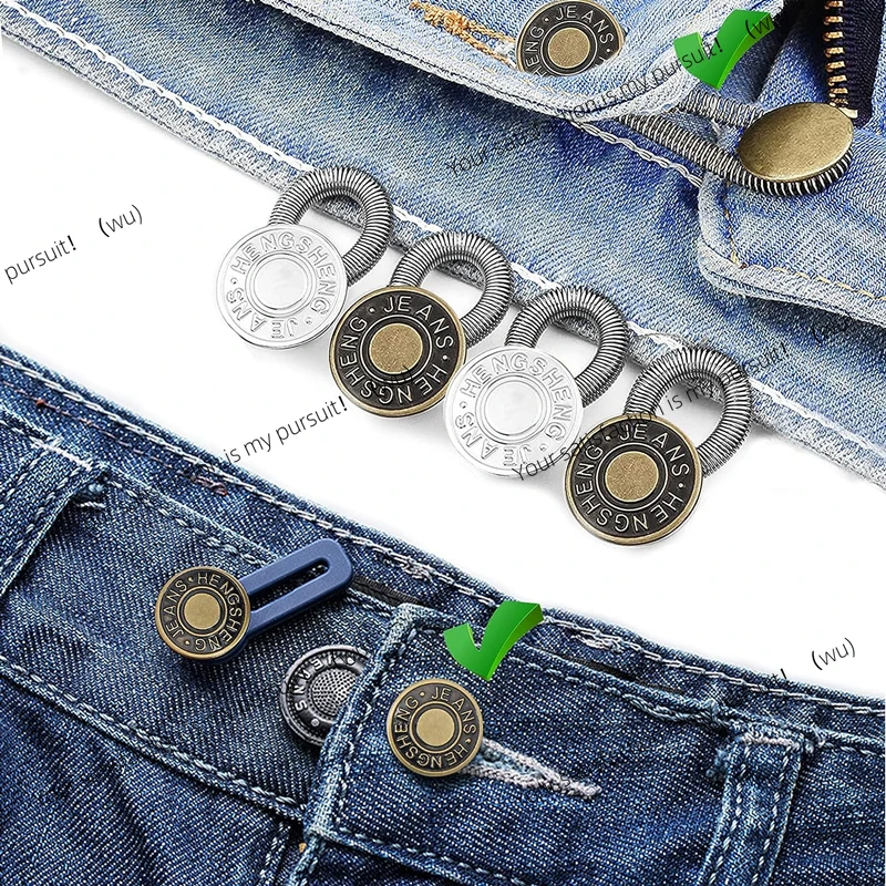 New 10/5/1 PC Metal Button Extension for Pants Jeans Free Sewing Adjustable Retractable Waist Extender Button Belt Extension