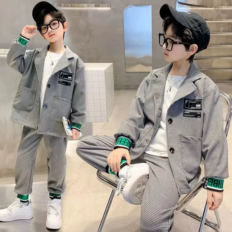 Boys Coat +Pants 2PCS/Set 2023 Vintage Warm Thicken Winter Autumn Suits Sports Outfits Plus Size Children Clothing