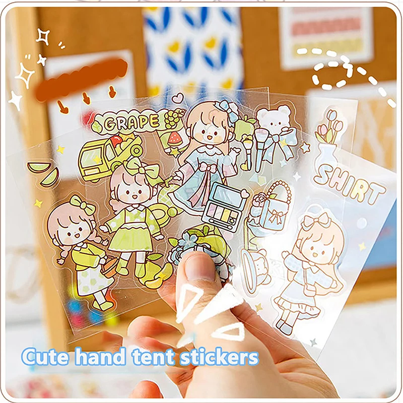 50pcs Waterproof PET Cartoon Cute Stickers Children Handbook Decoration Kawaii Stickers Korean Stationery Supplies