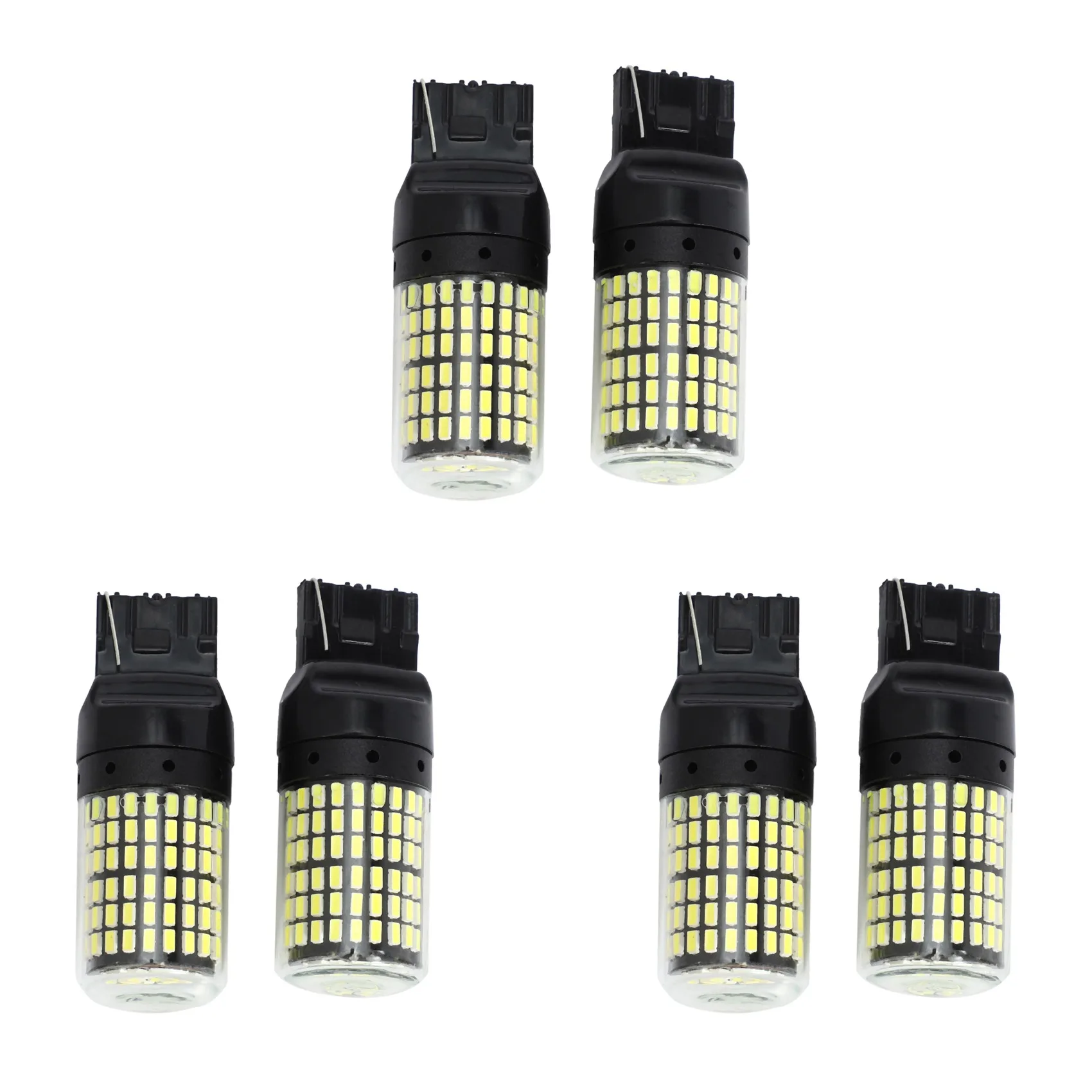LICE-6Pcs Super Bright Canbus T20 7440 W21W Wy21w 144-Smd عكس الضوء بدوره مصباح إشارة قذيفة سوداء (الضوء الأبيض)
