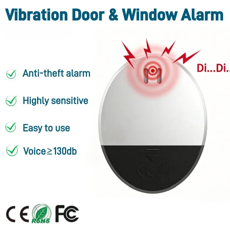

Ультратонкий вибрационный датчик-сигнализация для дверей и окон с громким звуком, защита от взлома для дома, отеля, путешествий, арендованного жилья