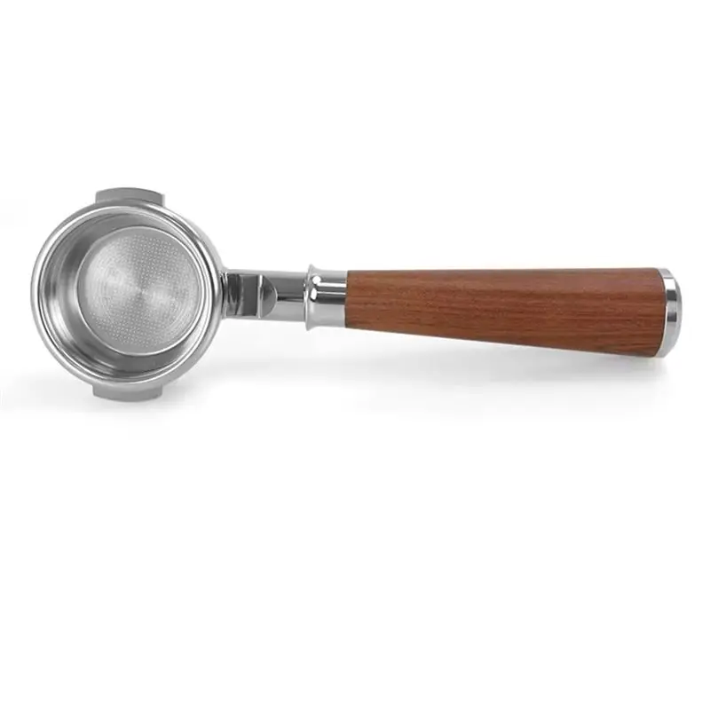 AEE4-58Mm Stainless Steel Includes Filter Basket Double Single-Layer Filter Solid Wood Handle 58Mm Coffee Bottomless Handle