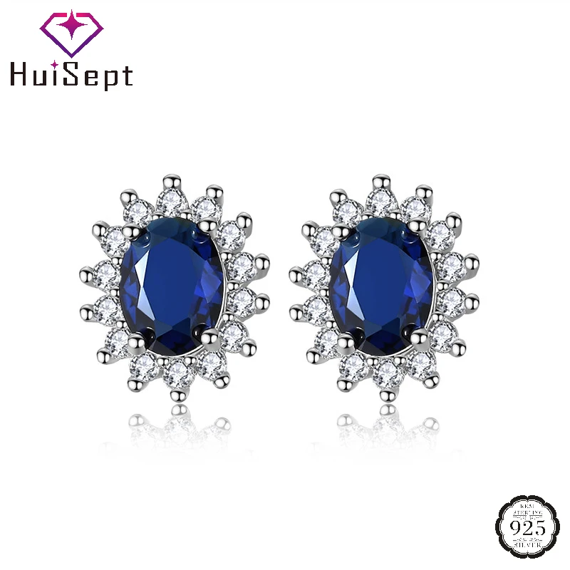 

HuiSept Trendy Zircon Stud Earrings Silver 925 Jewelry Accessories for Women Wedding Engagement Promise Party Gift Wholesale