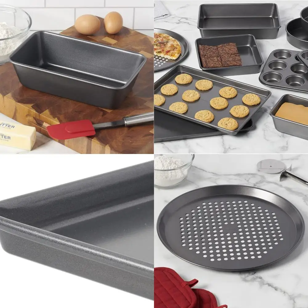 

Набор форм для выпечки из 10 предметов с серебряным антипригарным покрытием — высокопроизводительный и можно мыть в посудомоечной машине