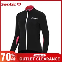 Santic Women's Fleece Cycling Jersey Spring Autumn Windproof Bicycle Jacket w/ Back Pockets Outdoor MTB/Road Cycling Windbreaker