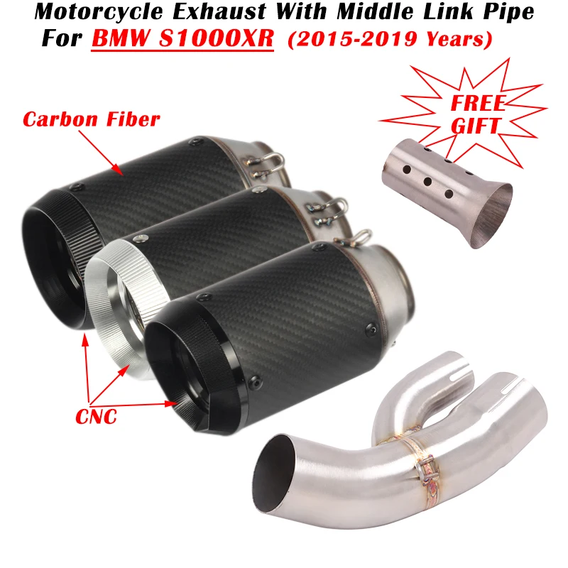 

Slip On For BMW S1000XR 2015 2016 2017 2018 2019 Motorcycle Exhaust Escape System Modified Carbon Fiber Muffler Middle Link Pipe
