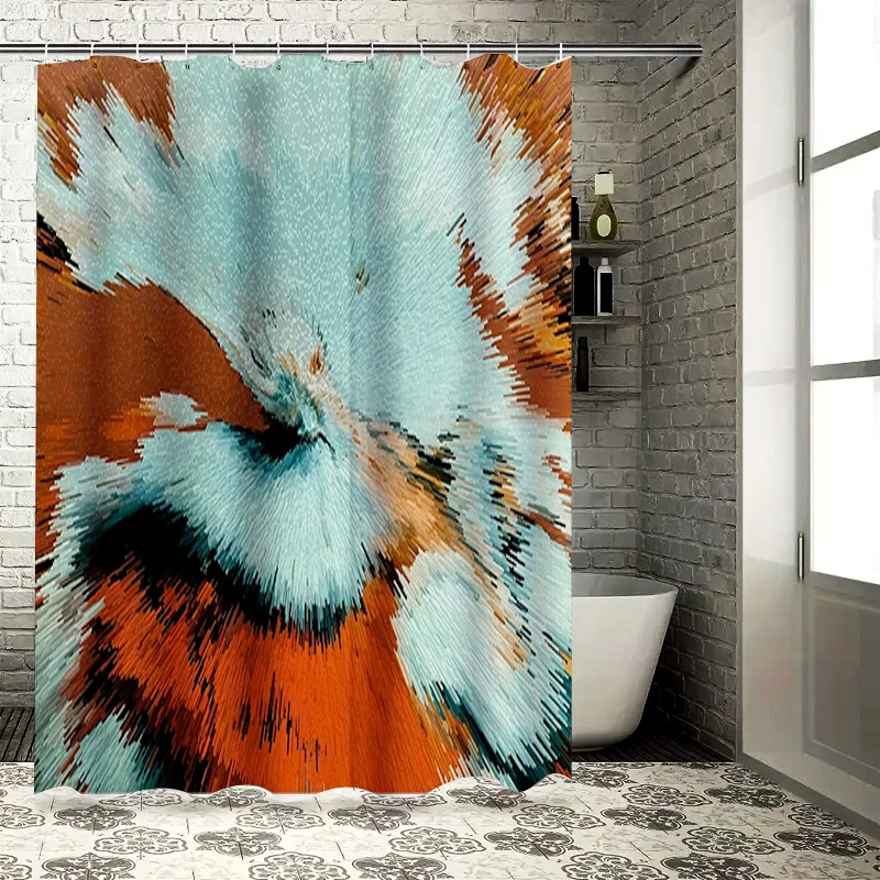 

Современная акварельная занавеска для душа с сине-зеленым оранжевым красным дизайном для декора ванной комнаты, домашний текстиль, украшение, тканевая занавеска для душа