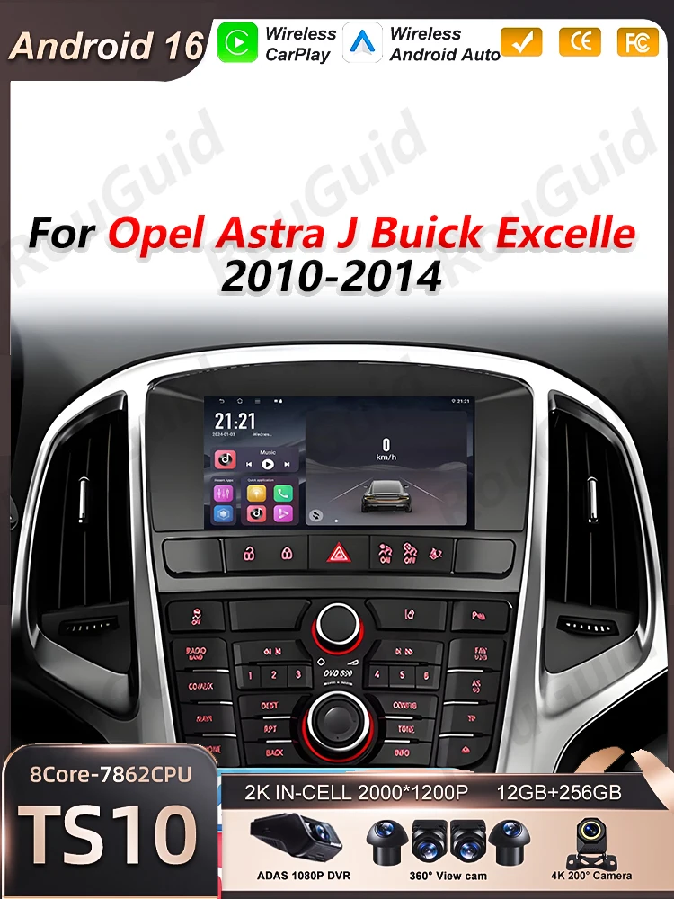 Android 16 Auto autoradio voor Opel Astra J Buick Excelle GT XT 2010 2011 2012 2013 2014 Draadloze Carplay Video Multimedia Speler - afbeelding 2