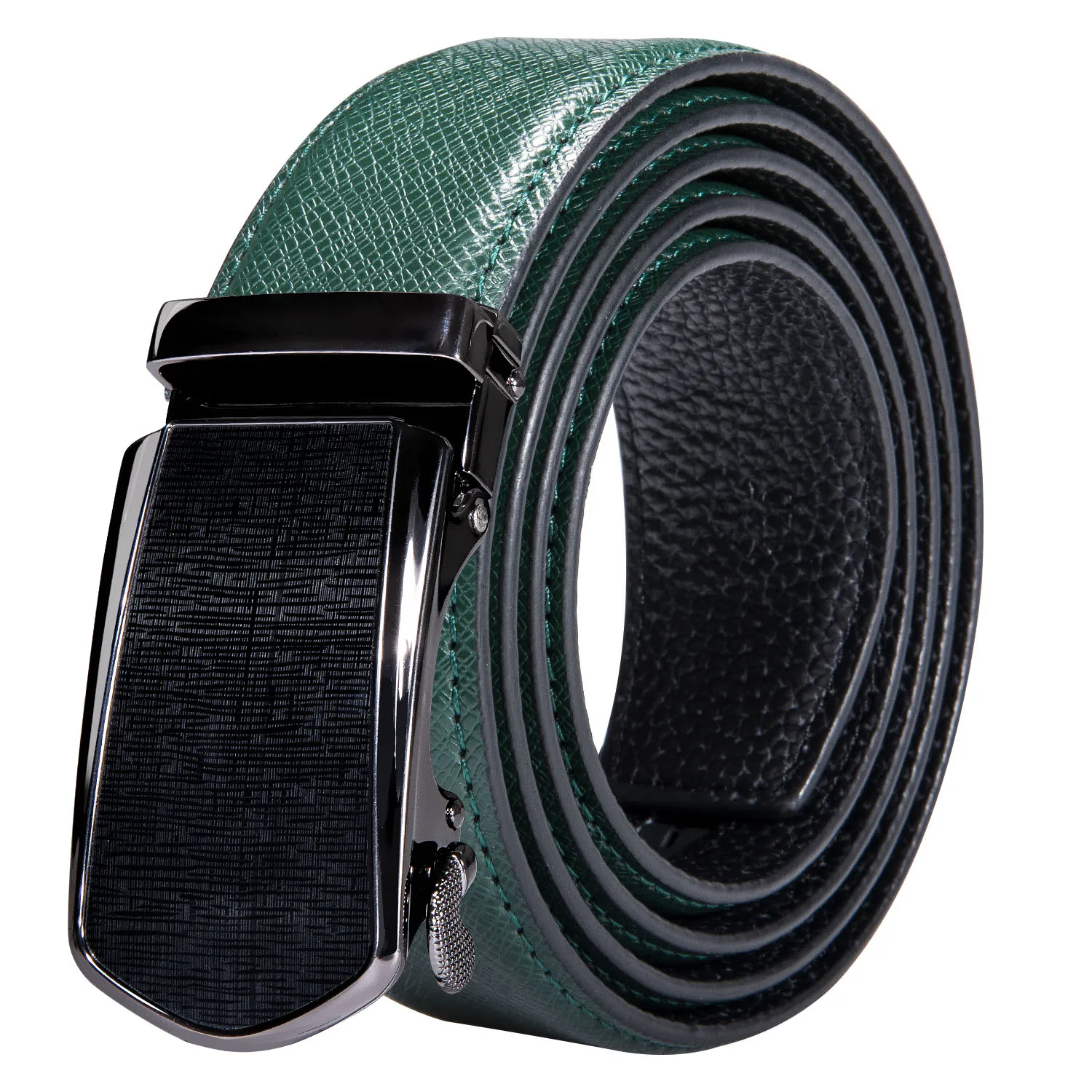High Quality Green Faux Leather Belts For Men Metal Automatic Buckle Men's Belt Luxury Famous Brand Waist Strap DiBanGu