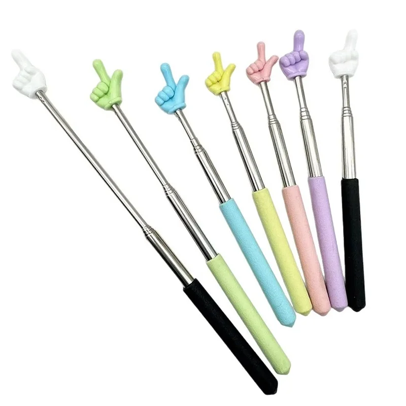 Colorful Finger Reading Stick for Home Education, Stainless Steel Pointer, Parent-Child Finger Reading Stick, Telescopic Rod, Children's Teaching Tool, Teaching Pointer, Party Role Play, Easy to Store and Carry, Teaching Stick