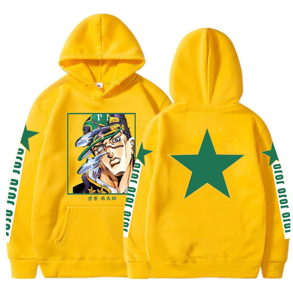 Harajuku Kujo Jotaro اليابان أنيمي جوجو غريب مغامرة هوديس المرأة موضة الهيب هوب المتضخم كم طويل بلوزات الملابس