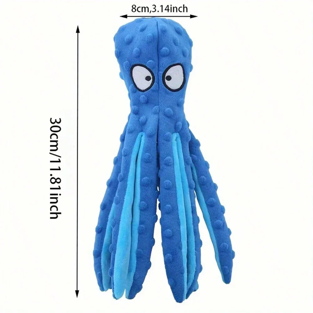 Dog Squeaky Toys Octopus - No Stuffing Crinkle Plush Dog Toys for Puppy Teething Durable Interactive Dog Chew Toys for Small M