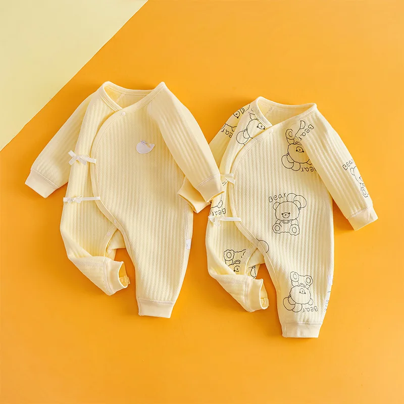 

Newborn Autumn and Winter Onesie Baby Lace-up Three-layer Warm Wire Boneless Romper Baby Climbing Clothes New
