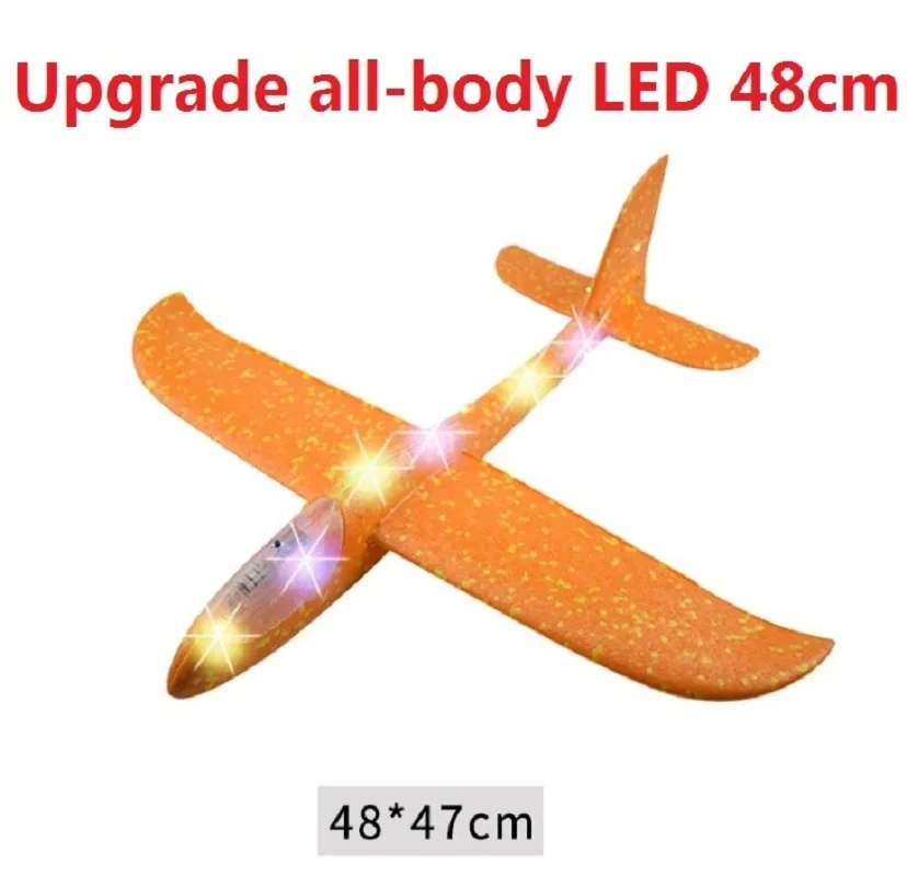 48CM LED Hand Throw Outdoor Toys Flying Glider Planes Foam Aircraft Model Resistant Breakout Aircraft Children Party Kids Game