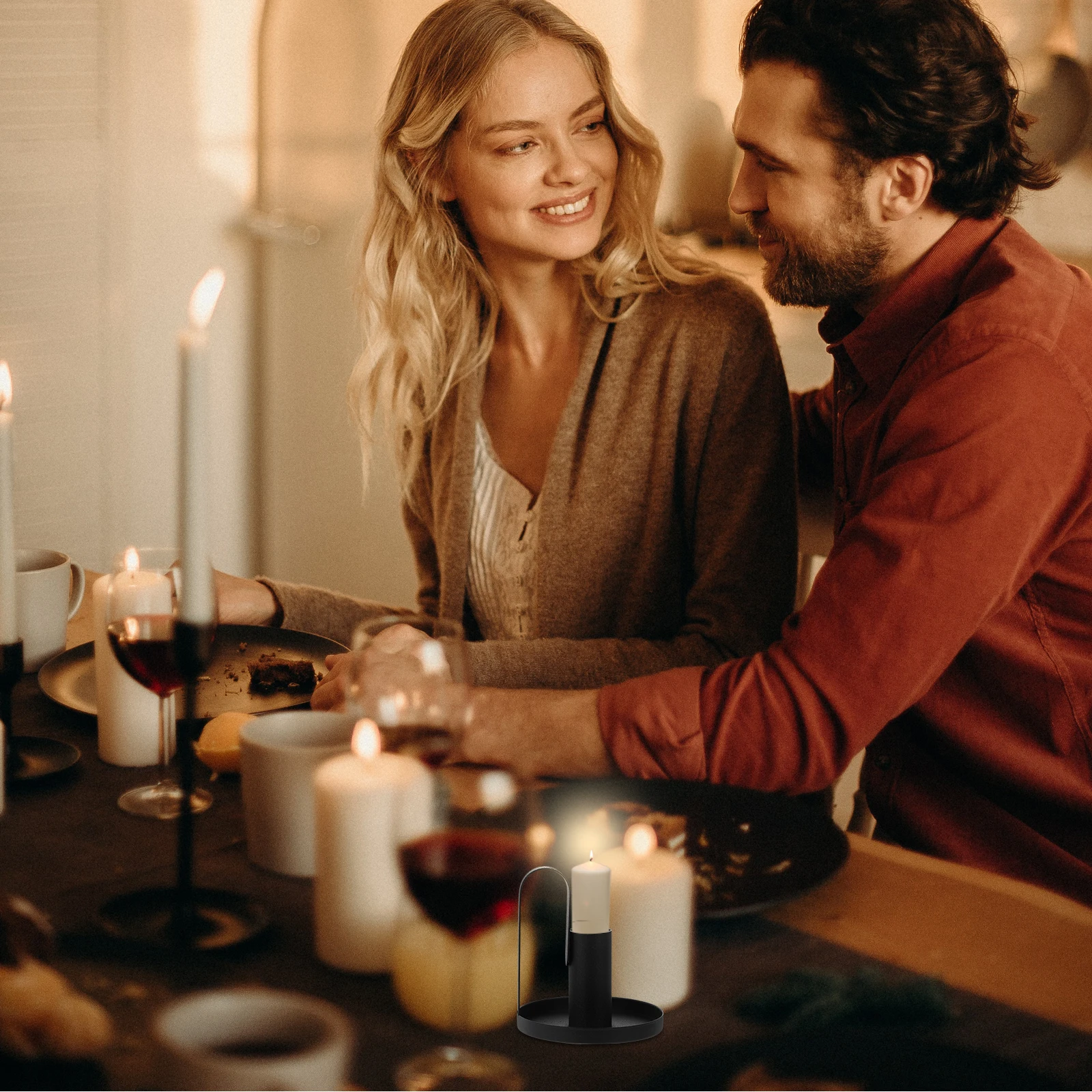 

1Pcs Wedding Candlestick Iron Holder Black Decorative Retro Style Stand Xmas Party Table Decor