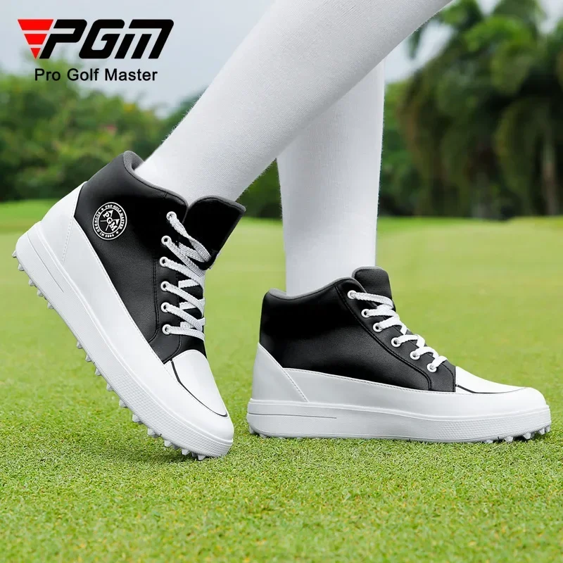 PGM Women Height Increasing Golf Shoes Lady Waterproof Anti-skid Spike Sneakers Women Lace-up High Top Shoes Wedge Golf Trainers view 4