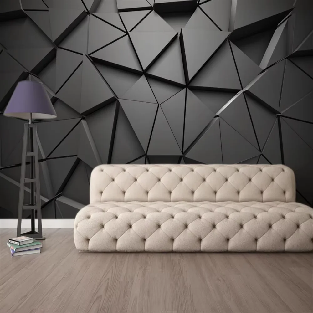 custom Geometric abstract gray triangle wall paper living room decoration modern wallpaper 3D art mural wall covering Stickers