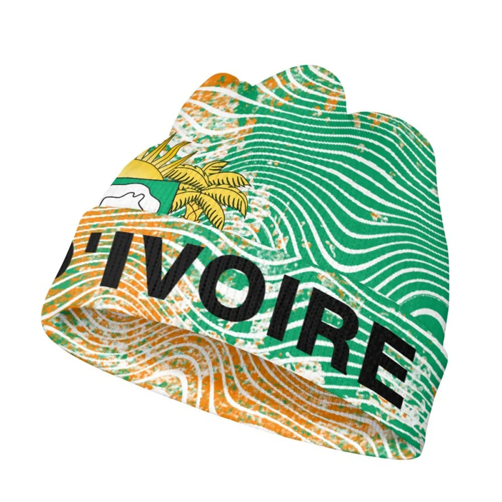 Cote D'ivoire Knitted Hat Custom Made Name Logo Winter Cold Knit Warm Caps Travel Ivory Coast Nation D Ivoire Flag Headgear