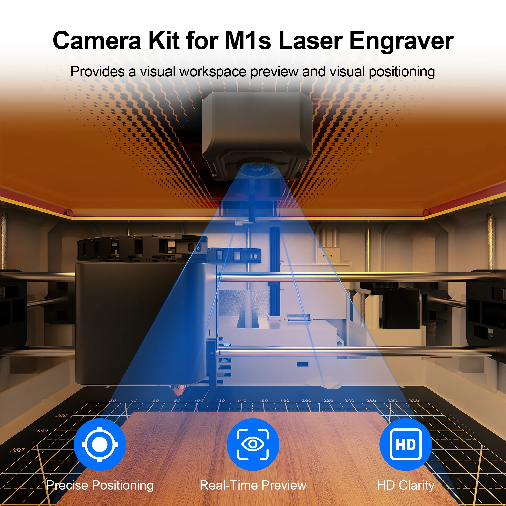 Laservii M1s Camera Precisely Locate Camera Laser Engraver Camera for M1s Laser Engraving Machine 1920x1018 PIXELS 170mm Focal