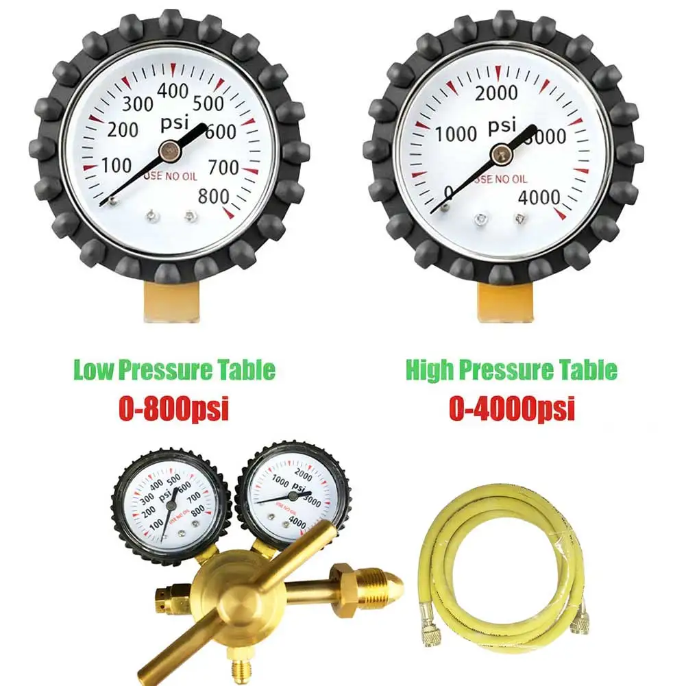Air Conditioning Stress Test Kit Pressure Gauge Tubing Brass Nitrogen Regulator HVAC Nitrogen Pressure Testing Tool 1/4 Inch