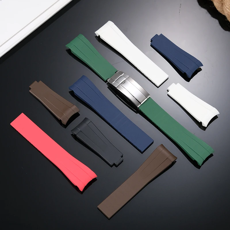 Horlogeband voor Rolex DAYTONA SUBMARINER Yacht-Master GMT Explorer siliconen 20 mm 21 mm rubberen gebogen armband riem ketting accessoire