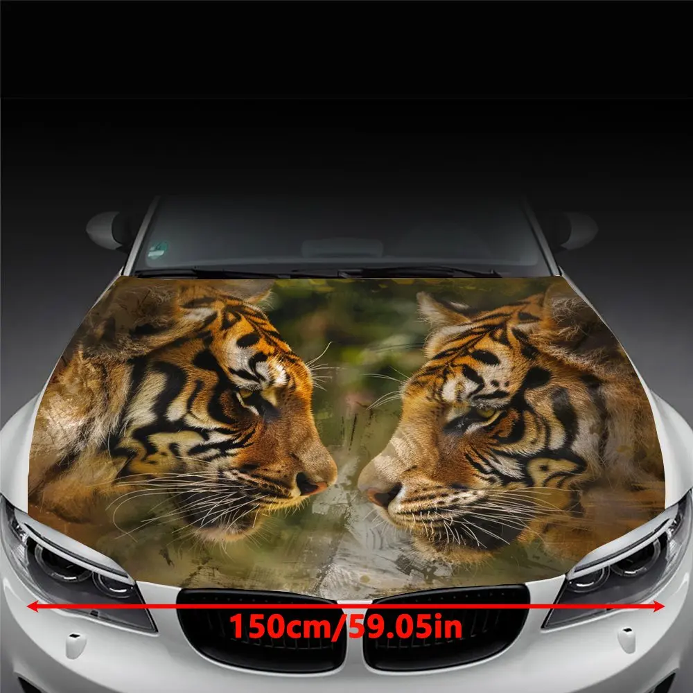 Professional Tiger Car Hood Decal - Easy Application & Removal, No Residue Left Behind