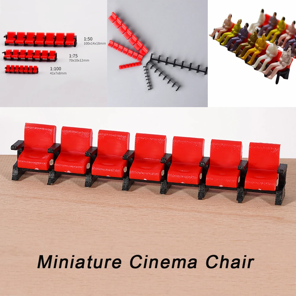 3sets/lot 1:50 1:75 1:100 Miniature Film Chair Model DIY ABS Toys Cinema Chair for Cinema for Model City Landscape Layout