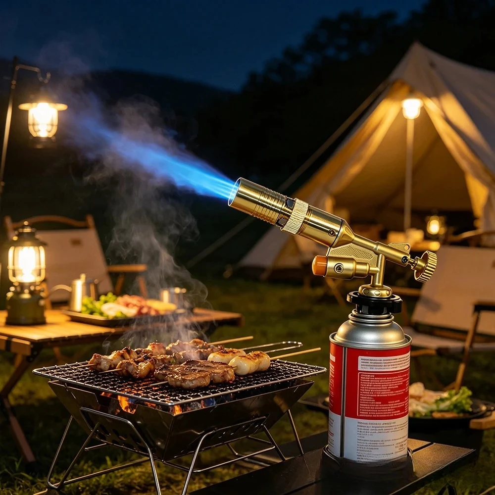 Outdoor Butane Torch, Portable Gas Flame Gun for Camping BBQ Baking Welding Heating Lighter