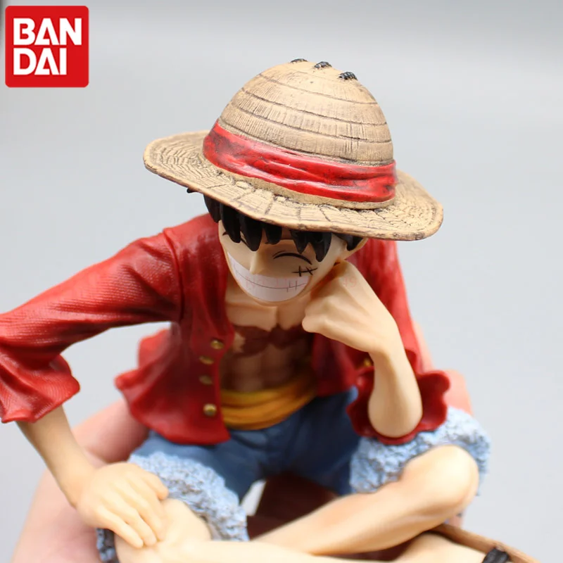 Cartoon One Piece Smiling Sitting Straw Hat Luffy Gk Anime Action Figures Model Birthday Gift Ornaments Toy For Children Gift