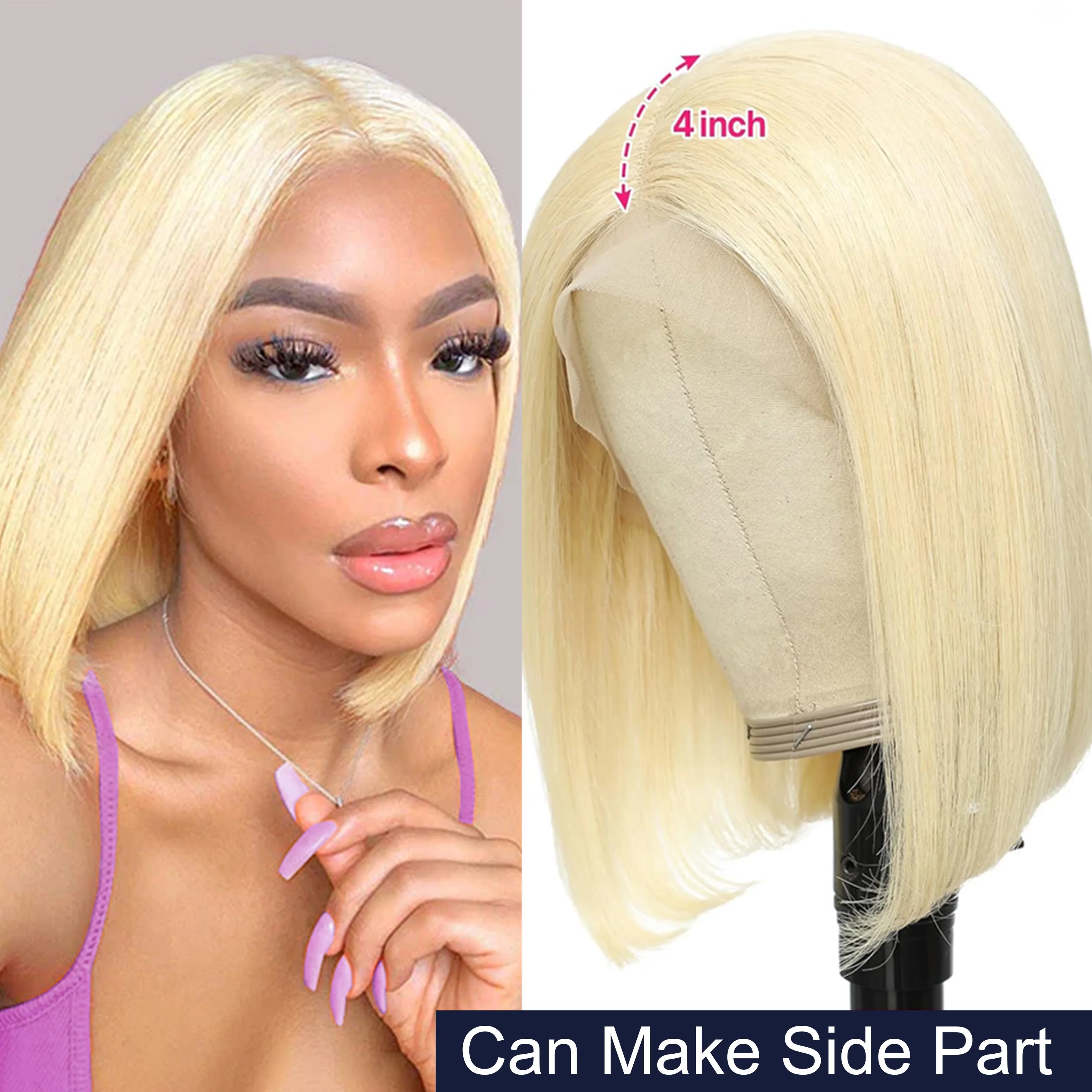 Wig bob pendek renda rambut manusia depan 613 wig lurus 13x4 Frontal 4x4 wig tanpa lem penutup untuk pilihan wanita murah dijual