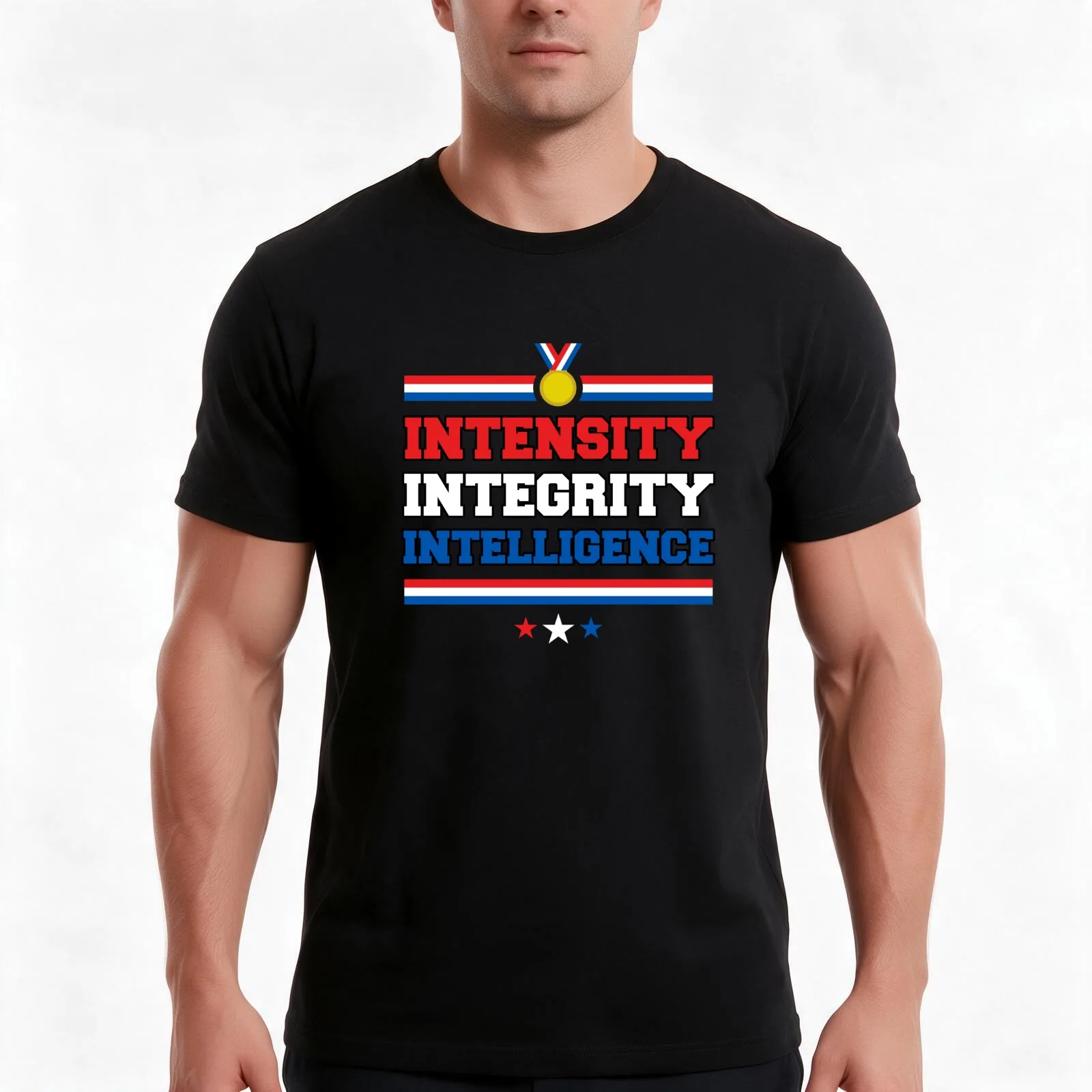 Intensity Integrity Intelligence T-Shirt, Summer Casual Cotton Tee, Oversized Streetwear Tops, Vintage Graphic Print
